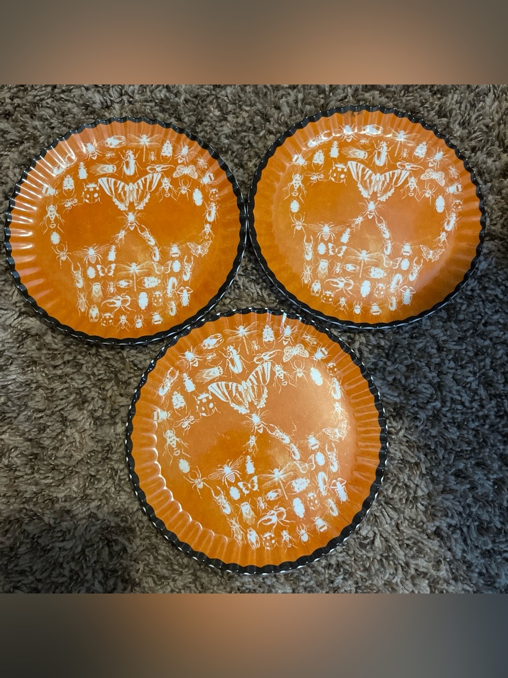 Halloween Orange Skull Dessert Plates - Pack of 3